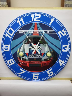 Lot 75 - HANDMADE 32" DIA MARTINI PORSCHE CLOCK