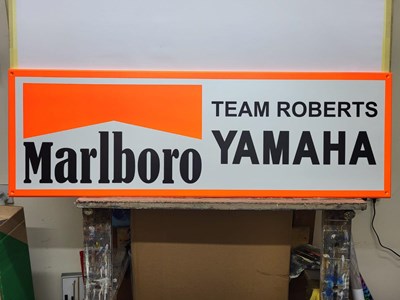 Lot 143 - MDF HAND PAINTED MARLBORO YAMAHA SIGN 48" X 16"