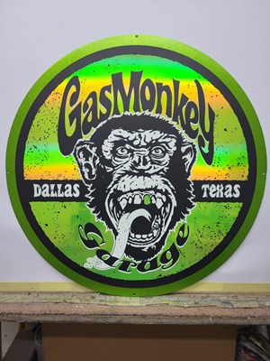 Lot 161 - METAL GAS MONKEY GARAGE SIGN 24" DIA