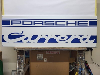 Lot 447 - MDF PORSCHE CARRERA SIGN 48" X 16"