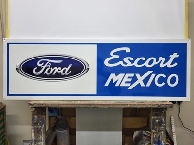 Lot 747 - MDF HAND PAINTED FORD ESCORT MEXICO SIGN 48" X 16"