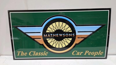 Lot 241 - HAND PAINTED MATHEWSONS METAL SIGN 39" X 21"