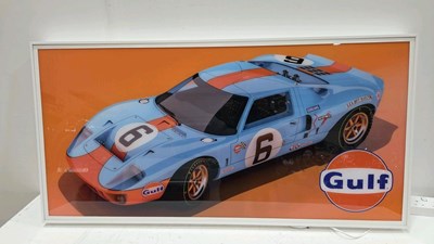 Lot 109 - LARGE ILLUMINATED GULF GT 40 SIGN 47" X 24"
