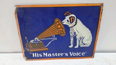 Lot 165 - HIS MASTERS VOICE ENAMEL SIGN 16" X 12"