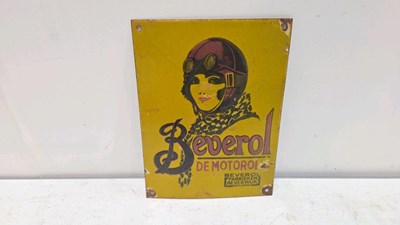 Lot 803 - BEVEROL DE MOTOROL ENAMEL SIGN 12" X 9"