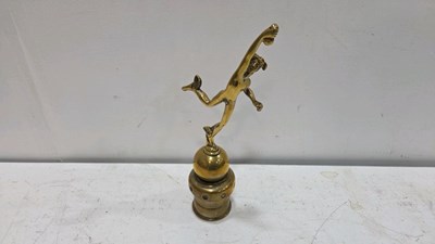 Lot 1 - WINGS ON HEELS AND HEAD MALE, BRASS RADIATOR STATUE 11" TALL