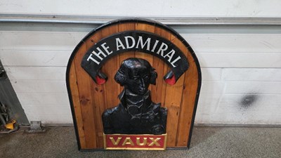 Lot 245 - WOODEN THE ADMIRAL , VAUX PUB SIGN 41" X 35"