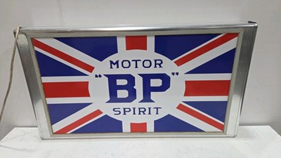 Lot 159 - BP MOTOR SPIRIT LIGHT UP SIGN 41" X 23"