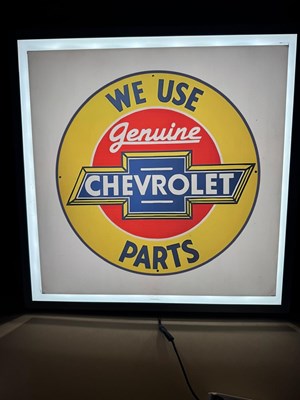 Lot 433 - CHEVROLET PARTS LIGHT UP SIGN 23.5" X 23.5"