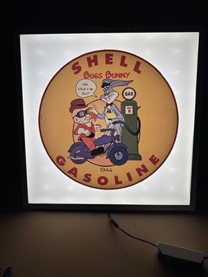 Lot 465 - SHELL GASOLINE LIGHT UP SIGN 23.5" X 23.5"
