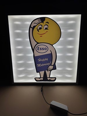 Lot 455 - MR DRIP ESSO HAPPY MOTORING, LIGHT UP SIGN 23.5" X 23.5"