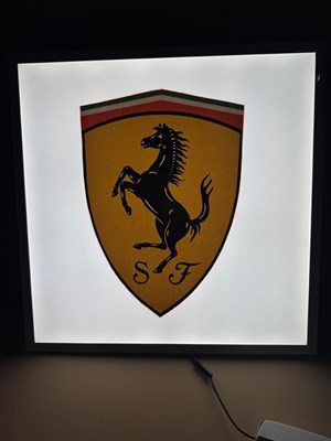 Lot 141 - FERRARI LIGHT UP SIGN 23.5" X 23.5"