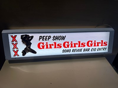 Lot 727 - PEEP SHOW LIGHT UP SIGN 49.5" X 14"