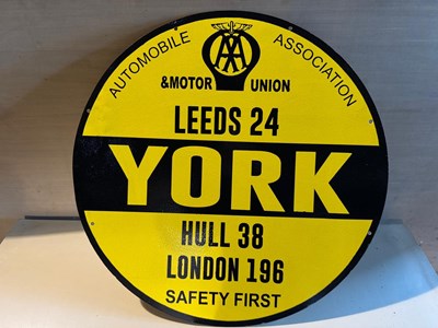Lot 489 - AA STYLE YORK ROAD SIGN , METAL PAINTED 28" DIA