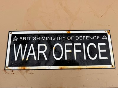 Lot 609 - WAR OFFICE ENAMEL REPRO SIGN 16" X 6"