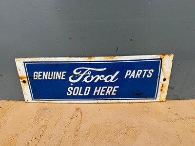 Lot 319 - FORD PARTS SOLD HERE ENAMEL REPRO SIGN 12" X 4"