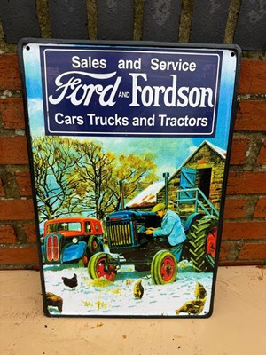 Lot 71 - FORD-FORDSON SALES & SERVICE METAL SIGN 24" X 16"