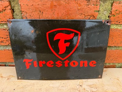 Lot 73 - FIRESTONE ENAMEL SIGN 12" X 8"