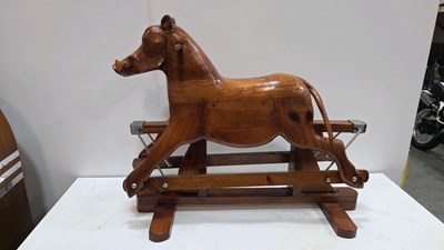 Lot 593 - WOODEN HOGG ROCKING HORSE