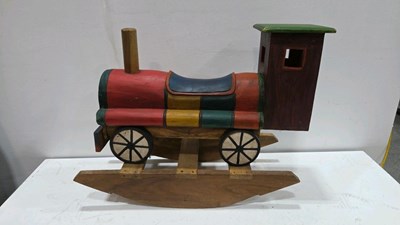 Lot 645 - WOODEN CHILD'S TRAIN ROCKER