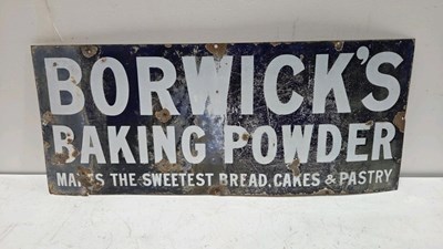 Lot 451 - BORWICK'S BAKING POWDER ENAMEL SIGN 36" x 15"