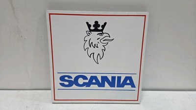 Lot 825 - SCANIA PAINT ON CANVAS SIGN 20" X 20"