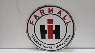 Lot 693 - TIN FARMALL INTERNATIONAL HARVESTER SIGN 24" DIA
