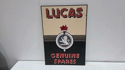 Lot 163 - WOODEN HAND PAINTED LUCAS GENUINE PARTS SIGN 28" X 20"