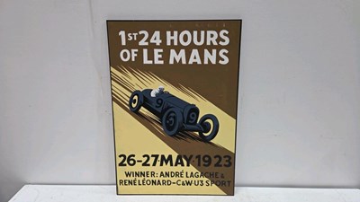 Lot 321 - WOODEN HAND PAINTED 1st 24 HOUR LE MANS SIGN 28" X 20"