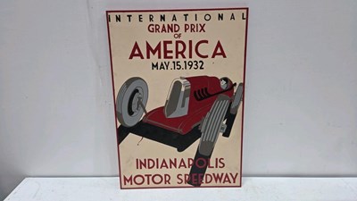 Lot 349 - WOODEN HAND PAINTED GRAND PRIX OF AMERICA SIGN