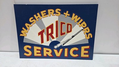 Lot 441 - WOODEN HAND PAINTED TRICO WIPERS SIGN 28" X 20"