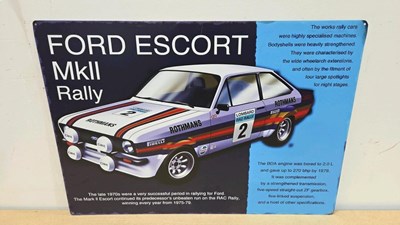 Lot 741 - FORD ESCORT MK11 RALLY METAL TIN REPRO SIGN 28" x 20"