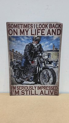 Lot 703 - VINTAGE METAL TIN SIGN ,IM STILL ALIVE REPRO SIGN 28" x 20"