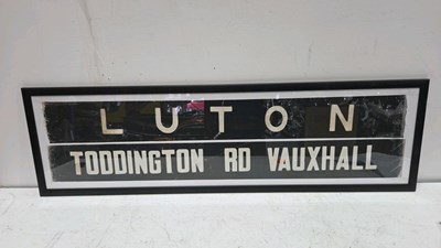 Lot 395 - FRAMED ORIGINAL LUTON & TODDINGTON RD VAUXHALL BUS BLIND 44" X 13"