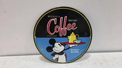 Lot 457 - DISNEY BLEND COFFEE REPRO ENAMEL SIGN 12" DIA