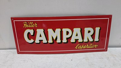 Lot 725 - CAMPARI REPRO ENAMEL SIGN 20" X 8"