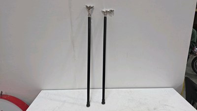 Lot 485 - JAGUAR + ROLLS ROYCE MASCOT WALKING STICKS