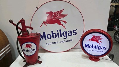 Lot 93 - SELECTION OF MOBIL GAS SIGNS & OIL PUMP