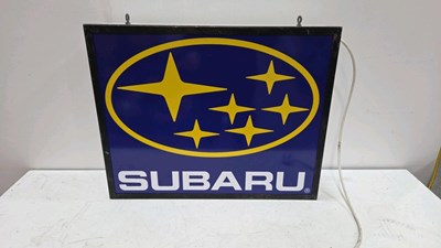 Lot 243 - SUBARU LIGHT UP SIGN 27" X 22"