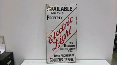 Lot 795 - ELECTRIC LIGHT ENAMEL SIGN 41" X 20"