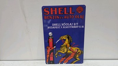 Lot 369 - SHELL AUTO OLAJ REPRO ENAMEL SIGN 24" X 16"