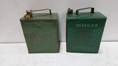 Lot 505 - 2 X 1930'S 2 GALLON PETROL CANS 1 HAS ORIGINAL PAINT 1 RESTORED