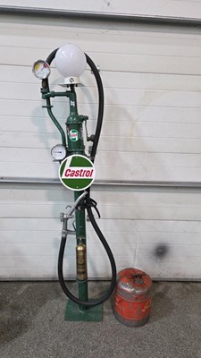 Lot 135 - REPRODUCTION CASTROL PUMP WITH LIGHT & PETROL CAN