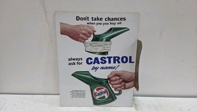 Lot 281 - DON'T TAKE CHANCES USE CASTROL REPRO SIGN , DOUBLE SIDED 20" X 16"