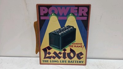 Lot 533 - POWER EXIDE BATTERY REPRO SIGN , DOUBLE SIDED 20" X 16"