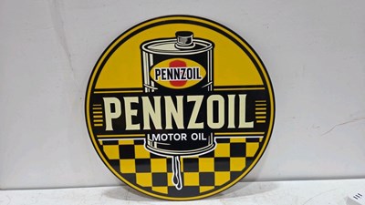 Lot 723 - PENNZOIL MOTOR OIL REPRO SIGN 24" DIA