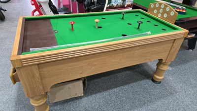Lot 213 - BAR BILLIARDS TABLE WITH SLATE BED , ON A TIMER £1 PLAY