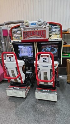 Lot 387 - SEGA RALLY 1990'S VIDEO GAME IN WORKING ORDER , ACC MONITORS WORKING FINE