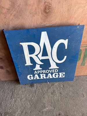 Lot 75 - RAC GARAGE , DOUBLE SIDED PAINTED SIGN 20" X 19.5"