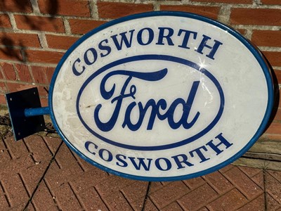 Lot 131 - FORD COSWORTH , DOUBLE SIDED WALL MOUNTED LIGHT UP SIGN 41" X 25"